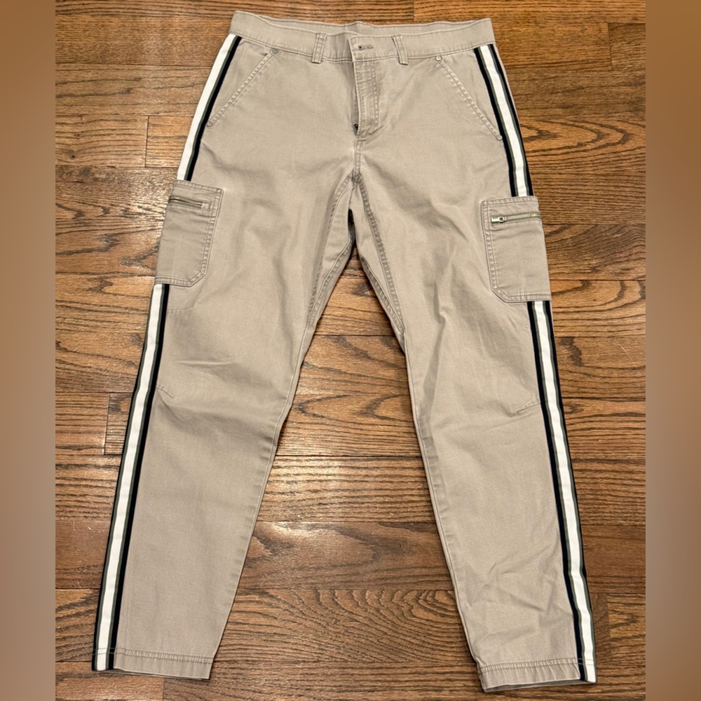 Athleta Gray Cargo Jogger Pants Side Stripe Zip Pockets Size 4